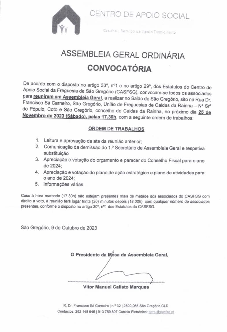 Convocatória da Assembleia Geral